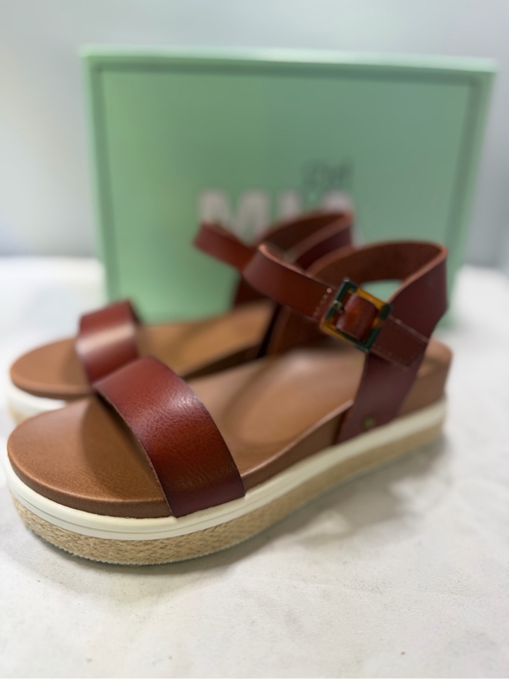 MIA Girl Skotti Tan Bonanza Ankle Strap Platform Sandals Size 1M
